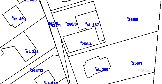 Parcela st. 266/4 v KÚ Horní Datyně, Katastrální mapa