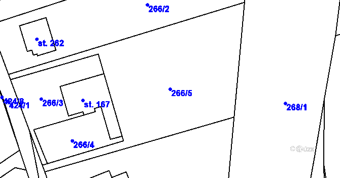 Parcela st. 266/5 v KÚ Horní Datyně, Katastrální mapa