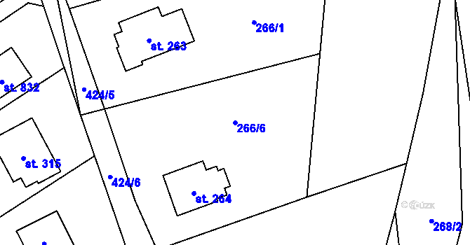 Parcela st. 266/6 v KÚ Horní Datyně, Katastrální mapa