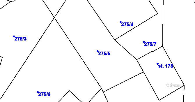 Parcela st. 275/5 v KÚ Horní Datyně, Katastrální mapa