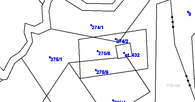 Parcela st. 275/8 v KÚ Horní Datyně, Katastrální mapa