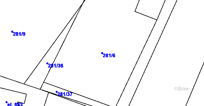 Parcela st. 281/6 v KÚ Horní Datyně, Katastrální mapa