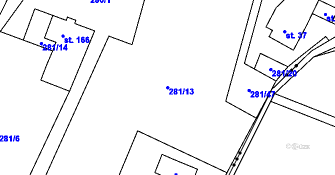 Parcela st. 281/13 v KÚ Horní Datyně, Katastrální mapa