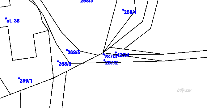 Parcela st. 287/3 v KÚ Horní Datyně, Katastrální mapa