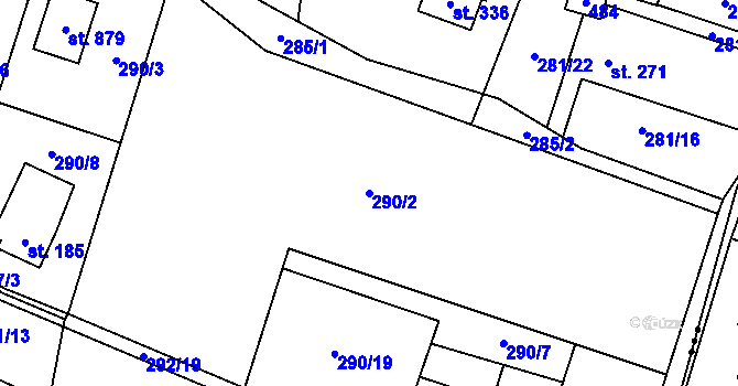 Parcela st. 290/2 v KÚ Horní Datyně, Katastrální mapa
