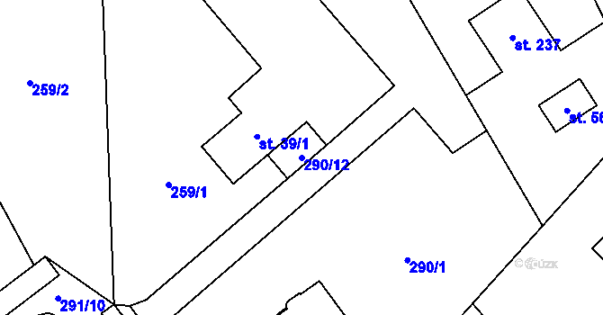 Parcela st. 290/12 v KÚ Horní Datyně, Katastrální mapa