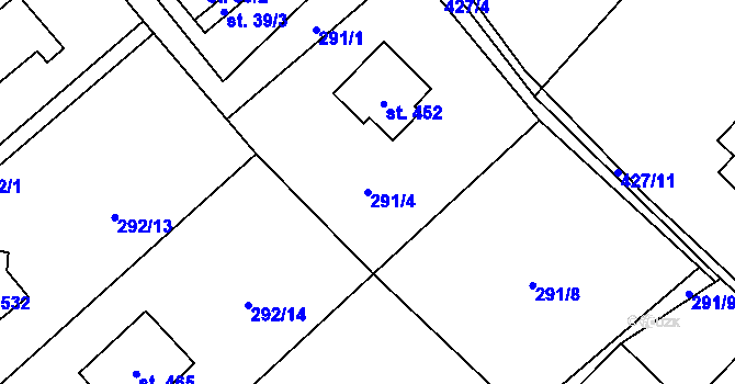 Parcela st. 291/4 v KÚ Horní Datyně, Katastrální mapa