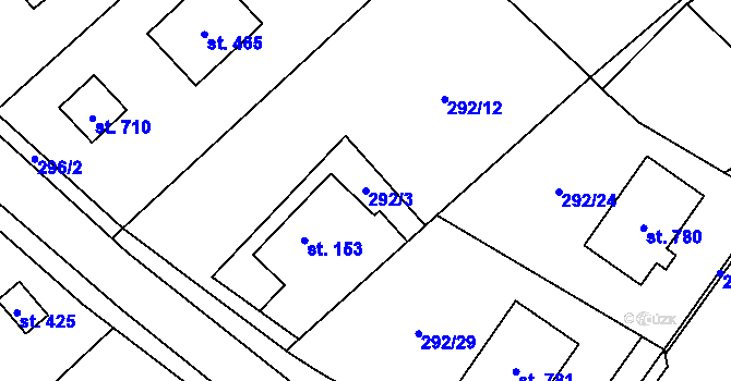Parcela st. 292/3 v KÚ Horní Datyně, Katastrální mapa