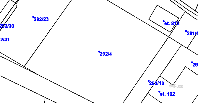 Parcela st. 292/4 v KÚ Horní Datyně, Katastrální mapa