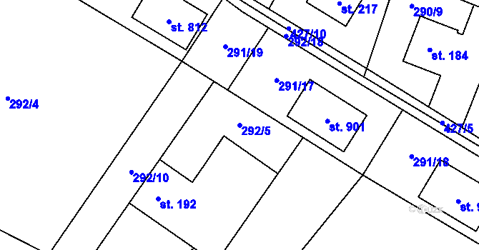 Parcela st. 292/5 v KÚ Horní Datyně, Katastrální mapa