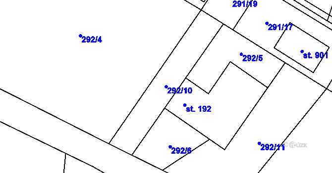 Parcela st. 292/10 v KÚ Horní Datyně, Katastrální mapa