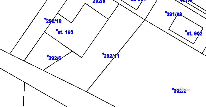 Parcela st. 292/11 v KÚ Horní Datyně, Katastrální mapa
