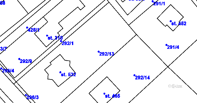 Parcela st. 292/13 v KÚ Horní Datyně, Katastrální mapa