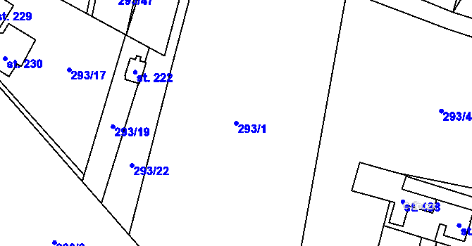 Parcela st. 293/1 v KÚ Horní Datyně, Katastrální mapa