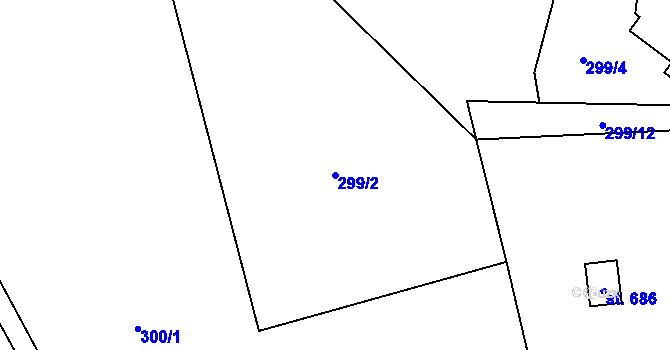 Parcela st. 299/2 v KÚ Horní Datyně, Katastrální mapa