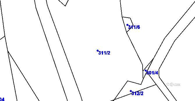 Parcela st. 311/2 v KÚ Horní Datyně, Katastrální mapa