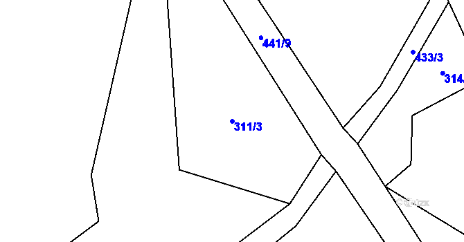 Parcela st. 311/3 v KÚ Horní Datyně, Katastrální mapa