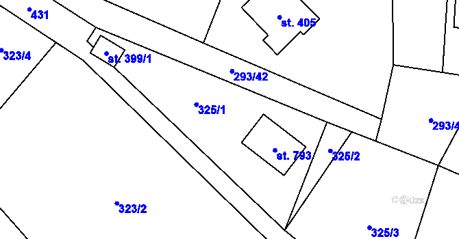 Parcela st. 325/1 v KÚ Horní Datyně, Katastrální mapa