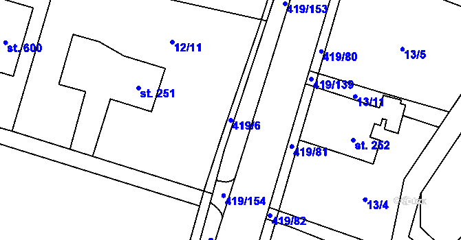 Parcela st. 419/6 v KÚ Horní Datyně, Katastrální mapa