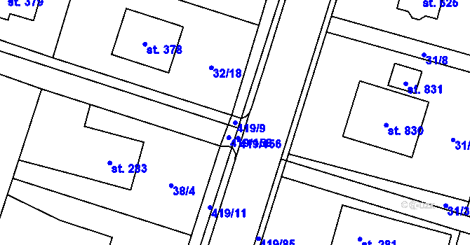 Parcela st. 419/9 v KÚ Horní Datyně, Katastrální mapa
