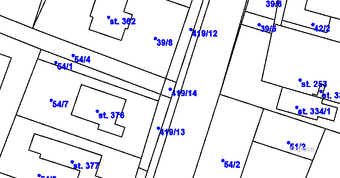Parcela st. 419/14 v KÚ Horní Datyně, Katastrální mapa