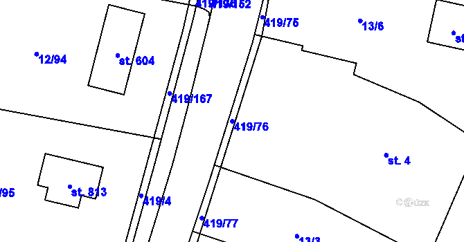 Parcela st. 419/76 v KÚ Horní Datyně, Katastrální mapa