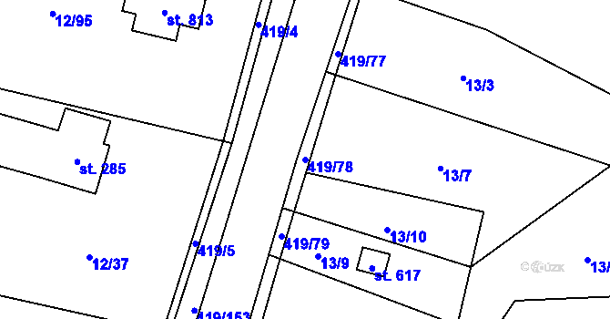 Parcela st. 419/78 v KÚ Horní Datyně, Katastrální mapa