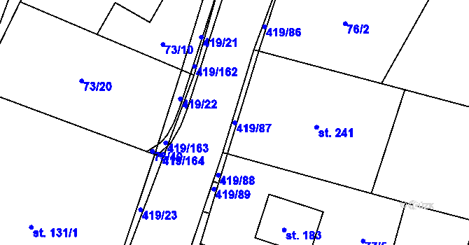 Parcela st. 419/87 v KÚ Horní Datyně, Katastrální mapa