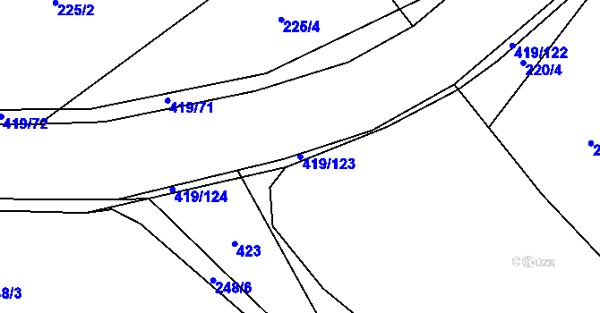 Parcela st. 419/123 v KÚ Horní Datyně, Katastrální mapa
