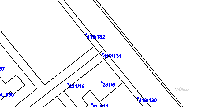 Parcela st. 419/131 v KÚ Horní Datyně, Katastrální mapa
