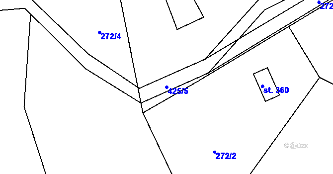 Parcela st. 425/5 v KÚ Horní Datyně, Katastrální mapa