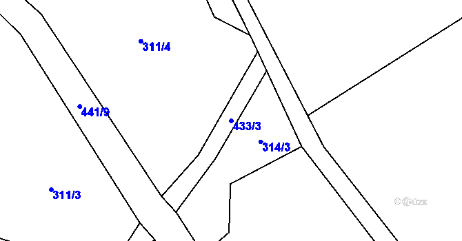 Parcela st. 433/3 v KÚ Horní Datyně, Katastrální mapa