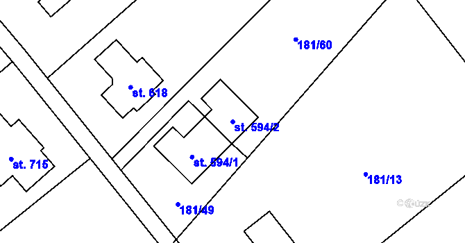 Parcela st. 594/2 v KÚ Horní Datyně, Katastrální mapa