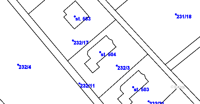 Parcela st. 504 v KÚ Horní Datyně, Katastrální mapa