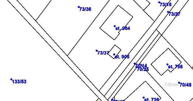 Parcela st. 73/37 v KÚ Horní Datyně, Katastrální mapa