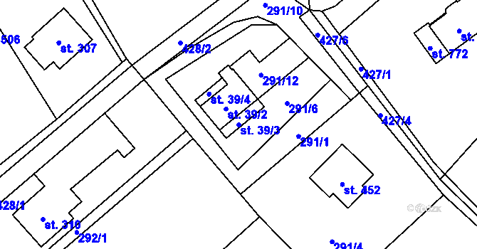 Parcela st. 39/3 v KÚ Horní Datyně, Katastrální mapa