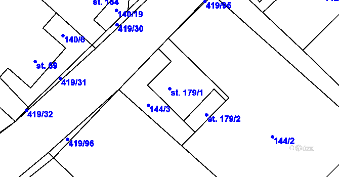 Parcela st. 179/1 v KÚ Horní Datyně, Katastrální mapa