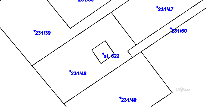 Parcela st. 522 v KÚ Horní Datyně, Katastrální mapa