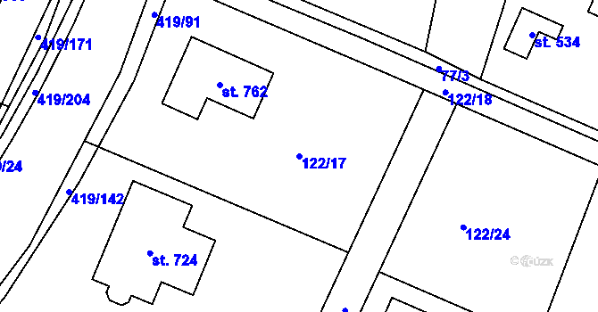 Parcela st. 122/17 v KÚ Horní Datyně, Katastrální mapa