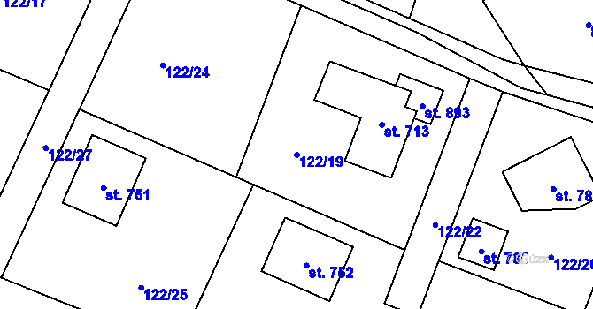 Parcela st. 122/19 v KÚ Horní Datyně, Katastrální mapa