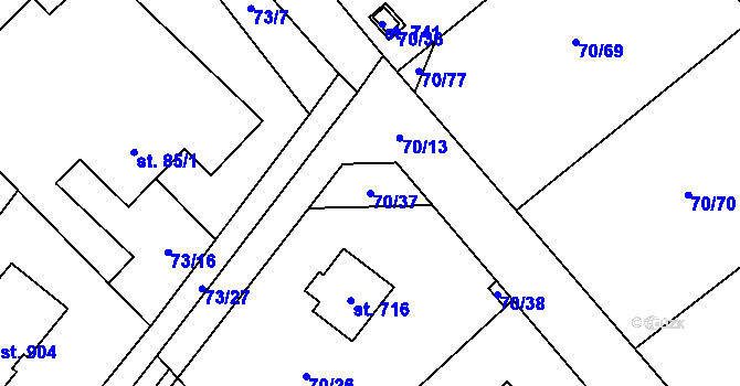 Parcela st. 70/37 v KÚ Horní Datyně, Katastrální mapa