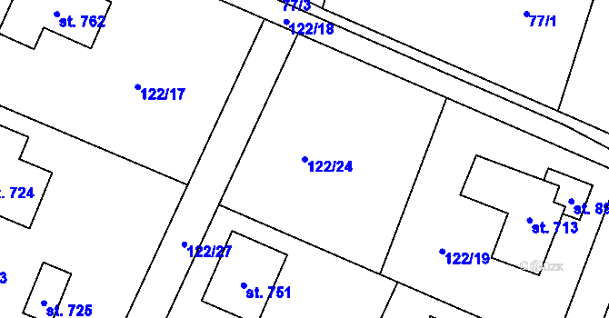Parcela st. 122/24 v KÚ Horní Datyně, Katastrální mapa