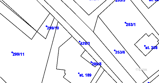 Parcela st. 429/3 v KÚ Horní Datyně, Katastrální mapa