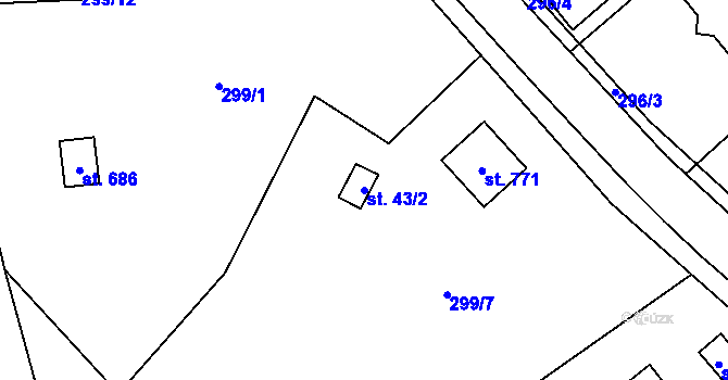 Parcela st. 43/2 v KÚ Horní Datyně, Katastrální mapa
