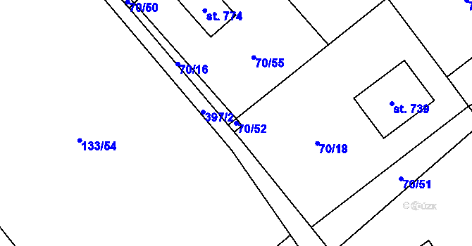Parcela st. 70/52 v KÚ Horní Datyně, Katastrální mapa