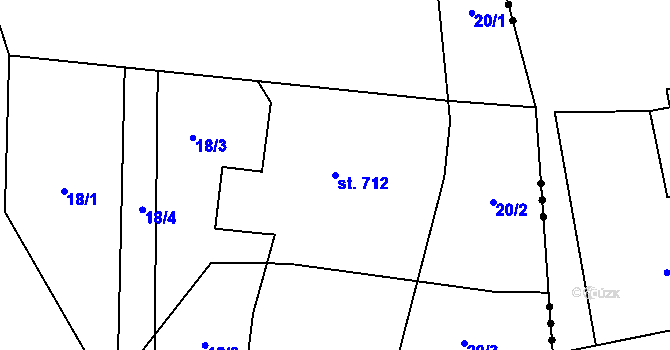 Parcela st. 712 v KÚ Horní Datyně, Katastrální mapa