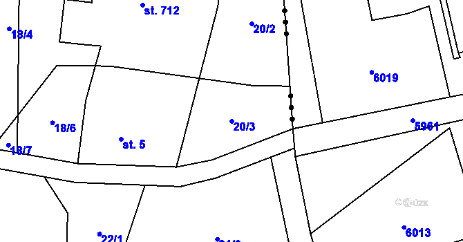 Parcela st. 20/3 v KÚ Horní Datyně, Katastrální mapa