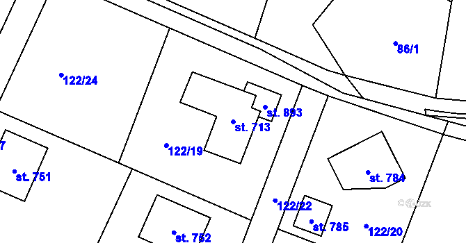 Parcela st. 713 v KÚ Horní Datyně, Katastrální mapa