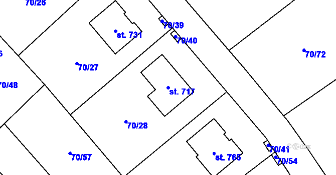 Parcela st. 717 v KÚ Horní Datyně, Katastrální mapa