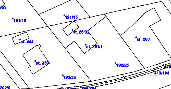 Parcela st. 261/1 v KÚ Horní Datyně, Katastrální mapa